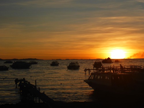 Sunset over lake titicaca